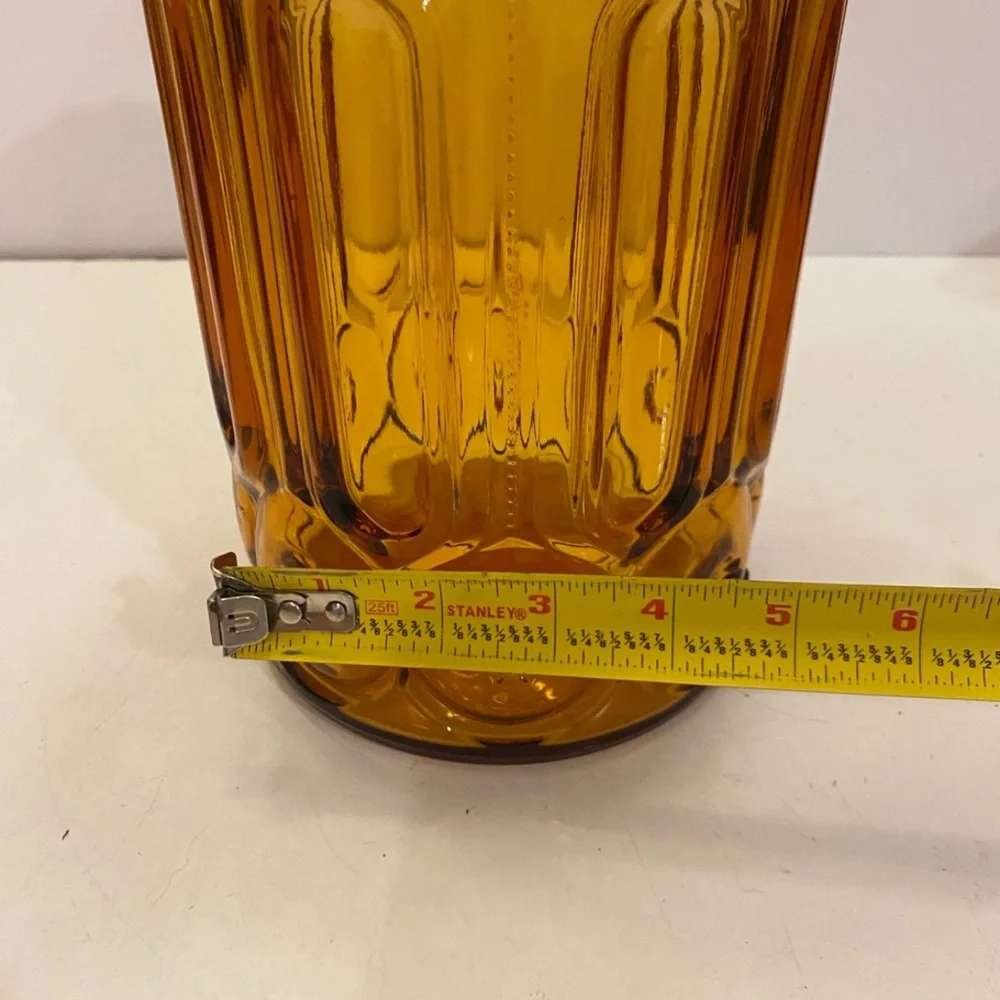 Vintage LE Smith Moon and Stars Amber Glass Canister 11”